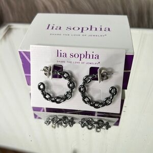 Lia Sophia Chain Hoop Earrings New